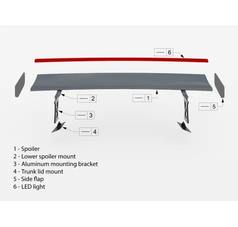 Carbon Fiber Spoiler With External Brackets Uprights +LED light BMW M2 G87 / M240i / 2 M-Pack / 2 Standard G42