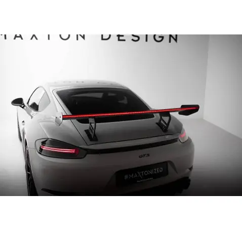 Carbon Spoiler With Internal Brackets Uprights V.2 + LED Porsche 718 Cayman 982c