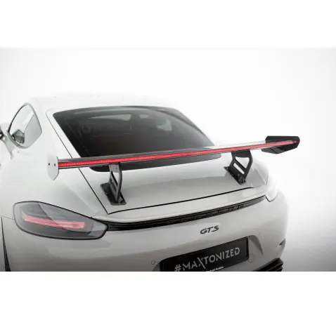 Carbon Spoiler With Internal Brackets Uprights V.2 + LED Porsche 718 Cayman 982c