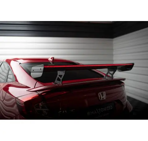 Carbon Spoiler With Internal Brackets Uprights + LED Honda Civic SI Mk10