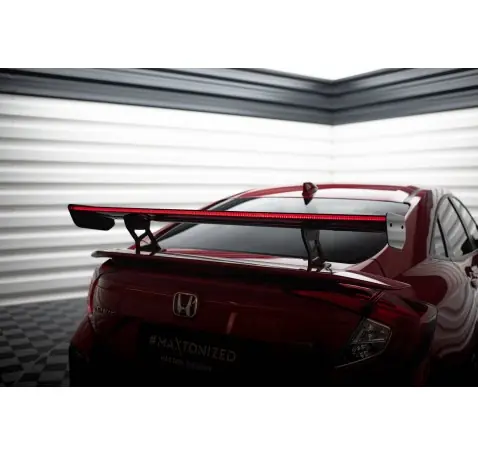 Carbon Spoiler With Internal Brackets Uprights + LED Honda Civic SI Mk10