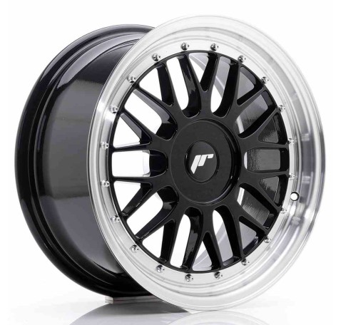 JR Wheels JR23 17x8 ET20-45 BLANK Gloss Black w/Machined Lip