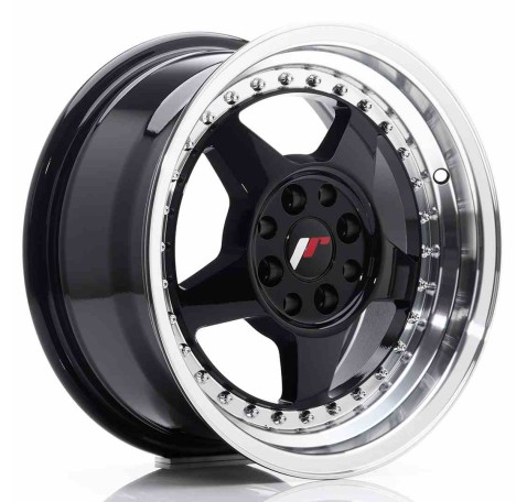 JR Wheels JR6 15x7 ET35 4x100/114 Glossy Black w/Machined Lip