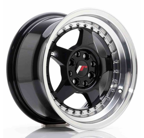 JR Wheels JR6 15x8 ET25 4x100/108 Glossy Black w/Machined Lip