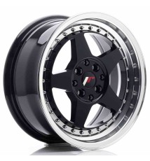 JR Wheels JR6 16x7 ET25 4x100/108 Glossy Black w/Machined Lip