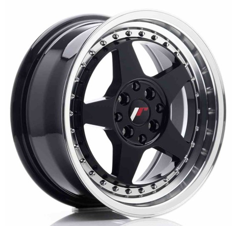 JR Wheels JR6 16x7 ET25 4x100/108 Glossy Black w/Machined Lip