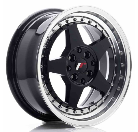 JR Wheels JR6 16x7 ET35 4x100/114 Glossy Black w/Machined Lip