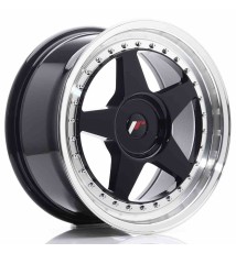 JR Wheels JR6 17x8 ET20-35 BLANK Glossy Black w/Machined Lip