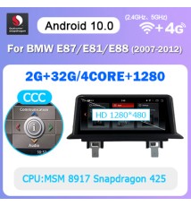 Autoradio Android 10, 4 go/64 go avec IPS et Navigation GPS, Accessoire CCC/CIC, Unité Centrale pour Voiture BMW Série 1, 120i, 