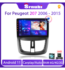 Srnubi – autoradio Android 11, lecteur multimédia vidéo, RDS, stéréo, DVD, 2din, pour voiture Peugeot 207 CC 207CC 2006 2007 200