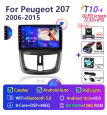 Srnubi – autoradio Android 11, lecteur multimédia vidéo, RDS, stéréo, DVD, 2din, pour voiture Peugeot 207 CC 207CC 2006 2007 200