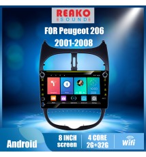 Reakoson – autoradio 8 ", Android, RDS, DSP, Navigation GPS, WIFI, lecteur multimédia, 2 Din, pour voiture Peugeot 206, 2001-200