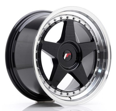 JR Wheels JR6 18x9.5 ET20-40 BLANK Glossy Black w/Machined Lip